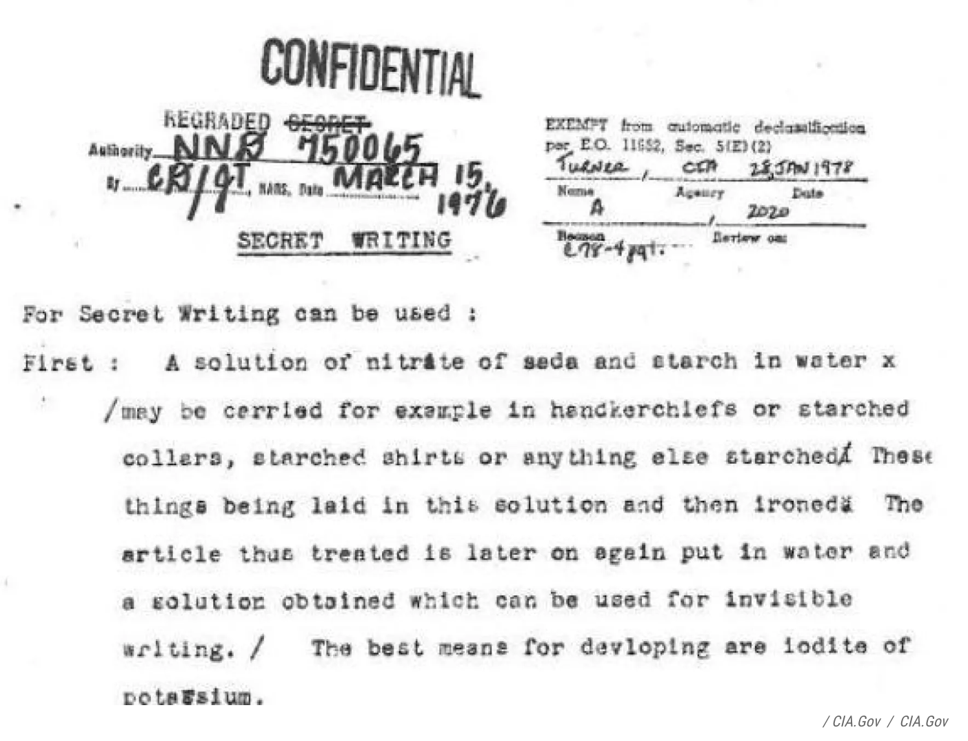 Declassified document: Secret Writing